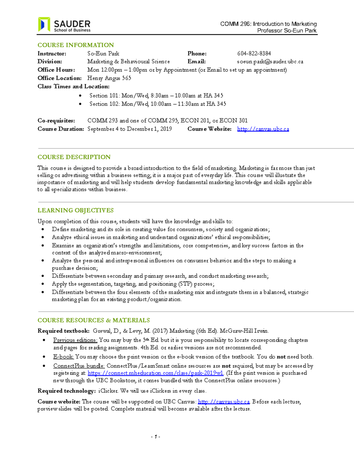 COMM296 Syllabus 2019 W1 - Warning: TT: undefined function: 32 ...