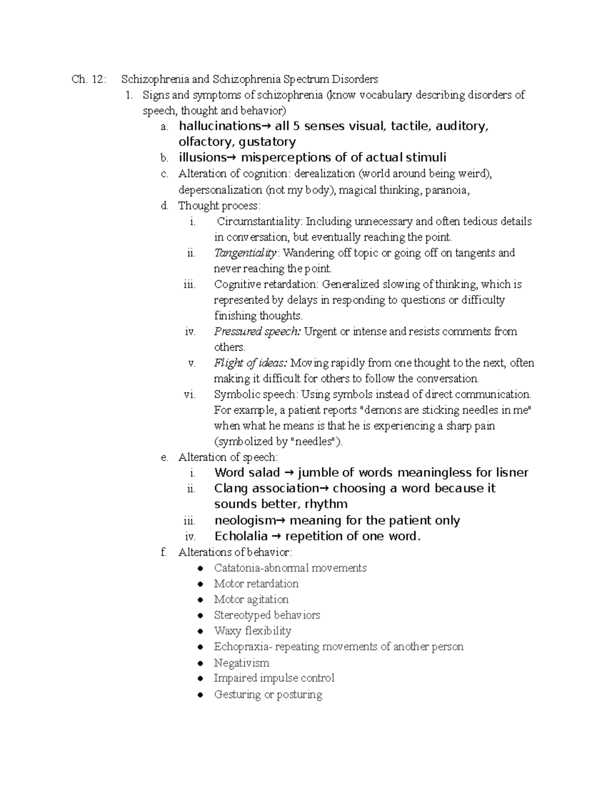 Mental health final -2 - Ch. 12: Schizophrenia and Schizophrenia ...