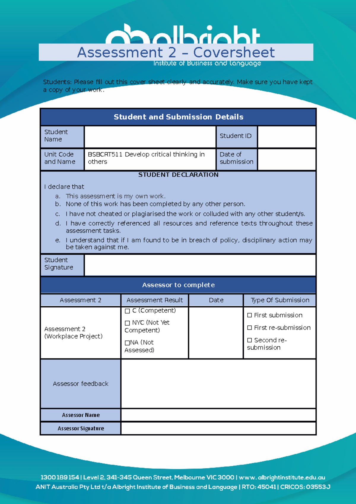 Bsbcrt 511 Assessment 2 (Word Version) Bsbcrt 511 Assessment 2 ...