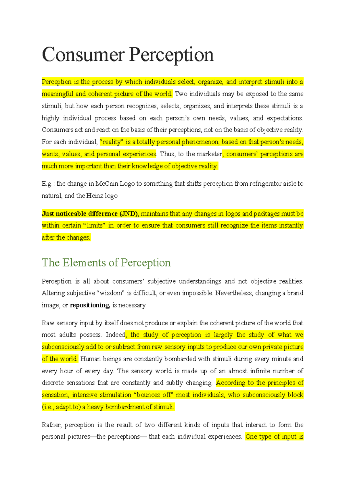 4.Consumer Perception - Consumer Perception Perception is the process ...