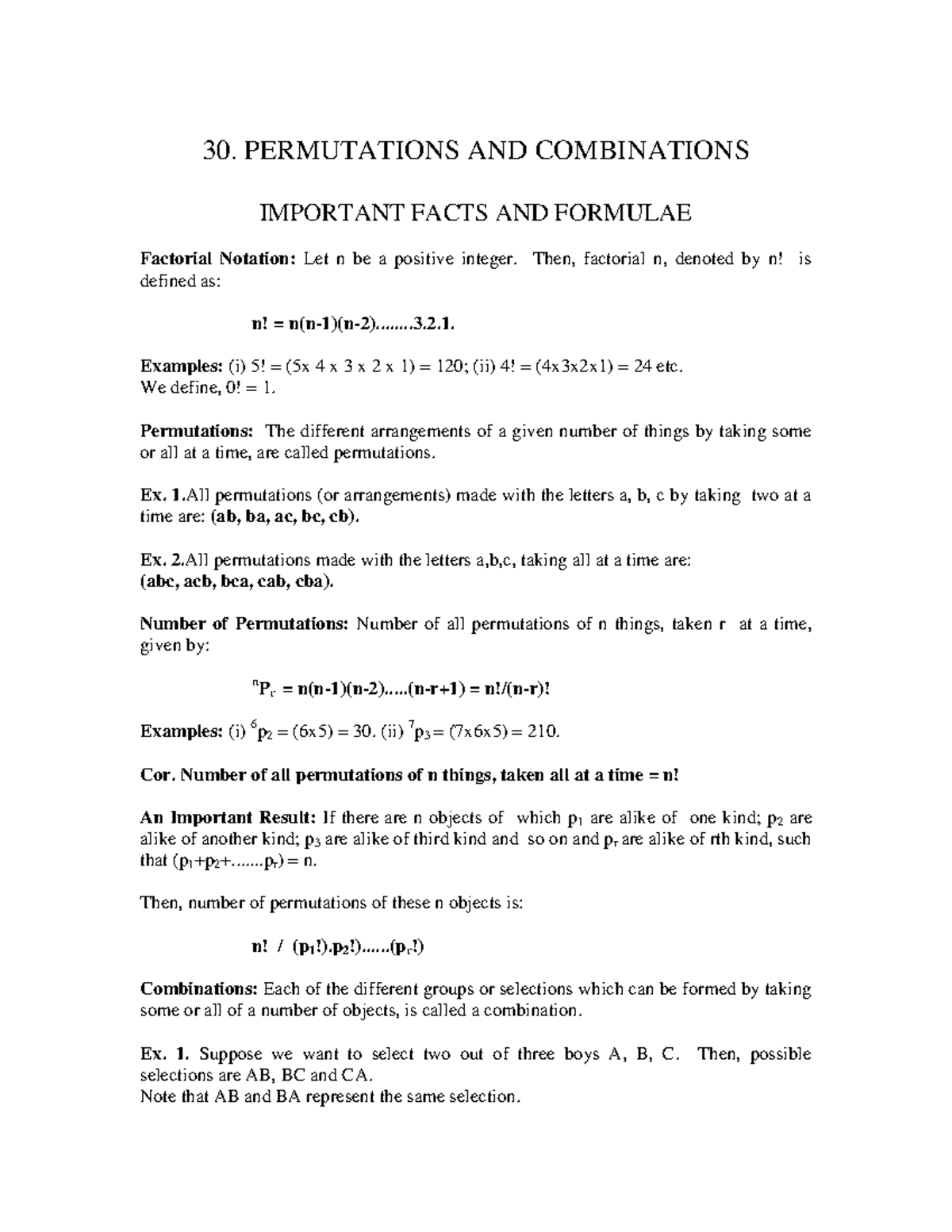 Permutation and combination & probability - 30. PERMUTATIONS AND ...