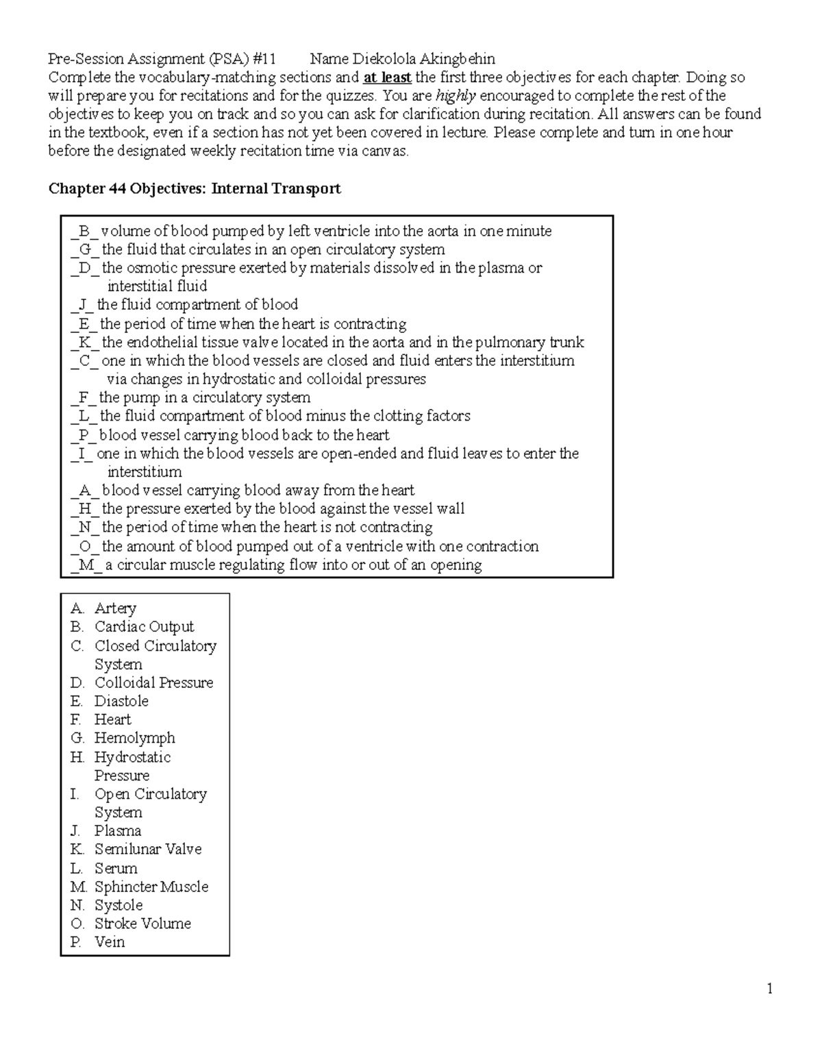 PSA 11 - Dr. Yost PSA - Pre-Session Assignment (PSA) #11 Name Diekolola ...