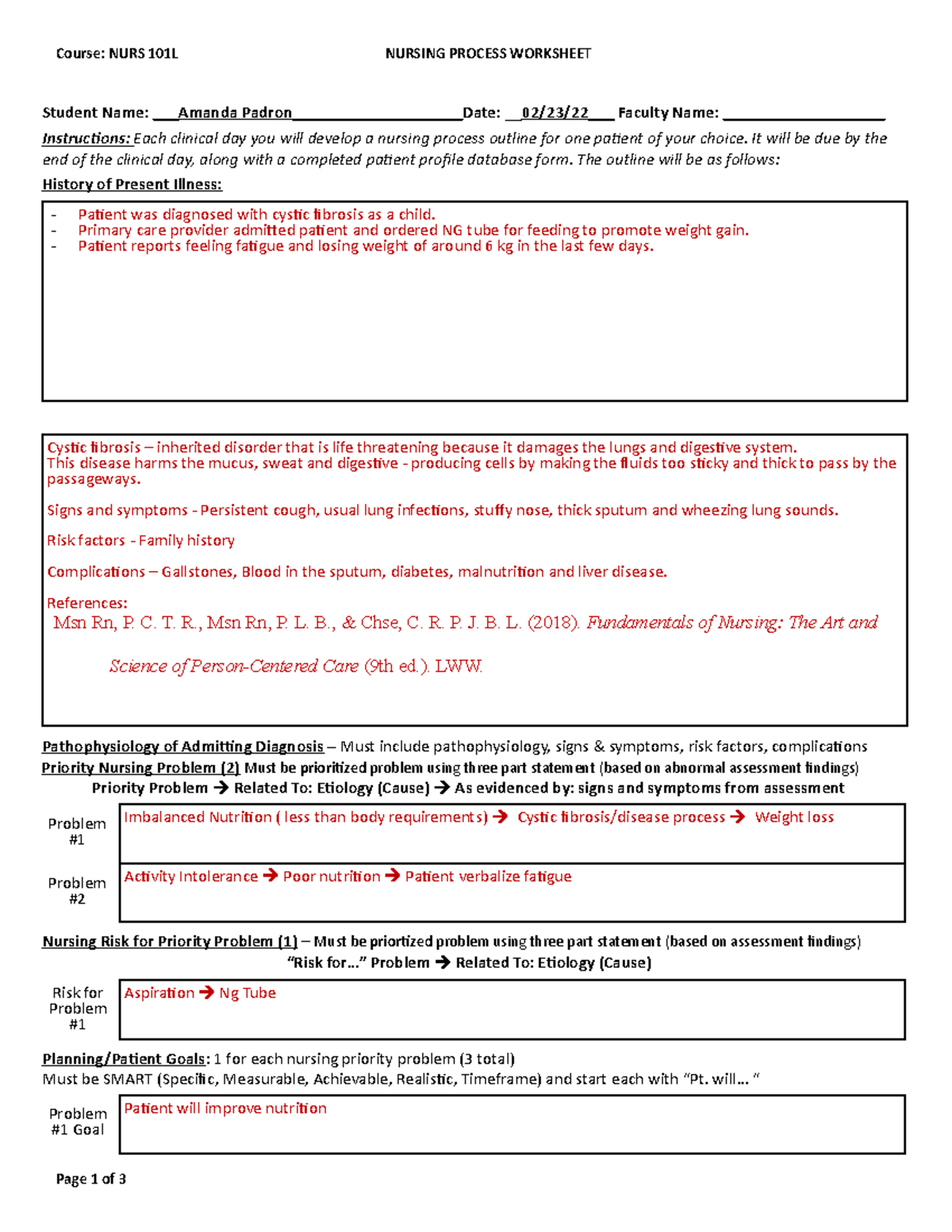 nursing process worksheet west coast university