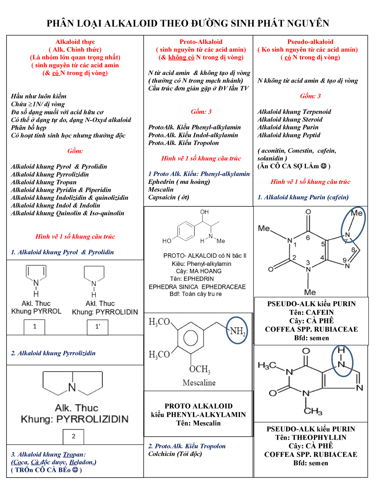 PHÂN LOẠI ALKALOID - PHÂN LOẠI ALKALOID THEO ĐƯỜNG SINH PHÁT NGUYÊN ...