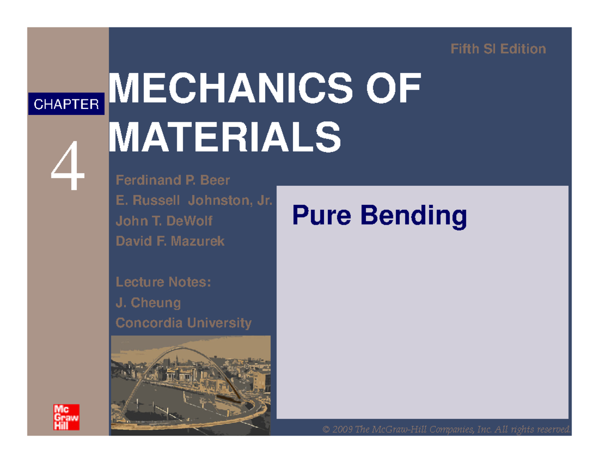 4 1 pure bending-JC - lec note - MECHANICS OF MATERIALS Fifth SI ...