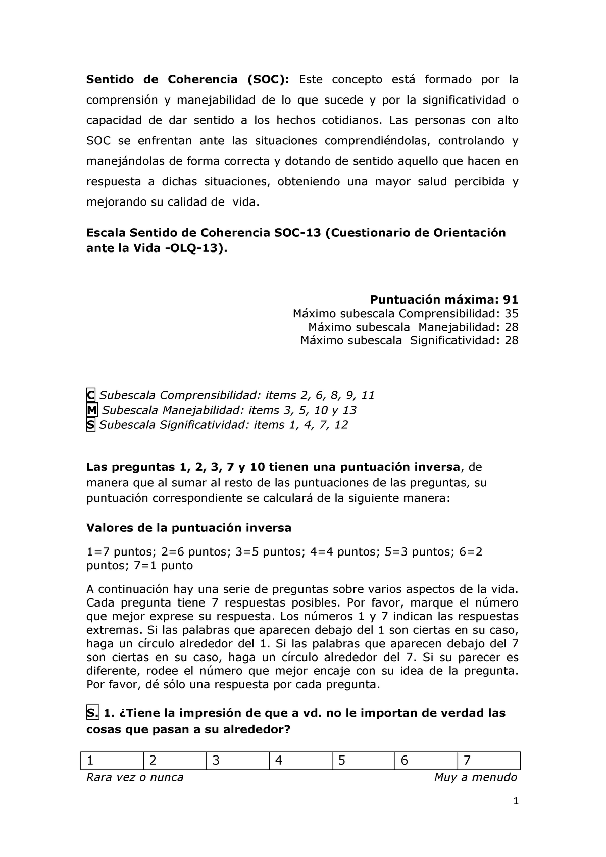 Validez Y Confiabilidad De La Escala De Sentido De Co 7258