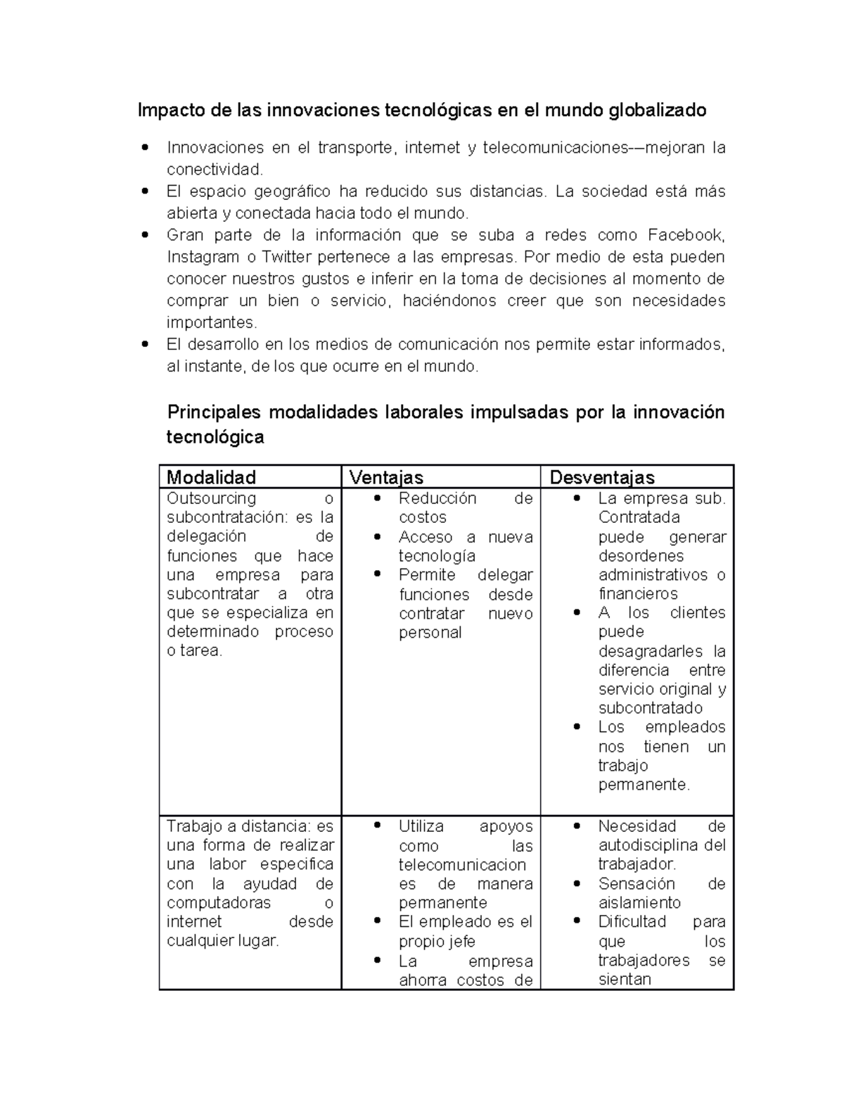 Impacto de las innovaciones tecnológicas en el mundo globalizado ...
