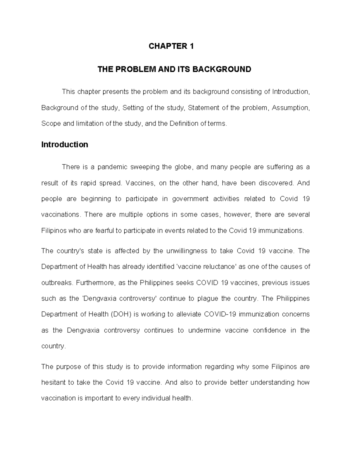 Research - CHAPTER 1 THE PROBLEM AND ITS BACKGROUND This chapter ...