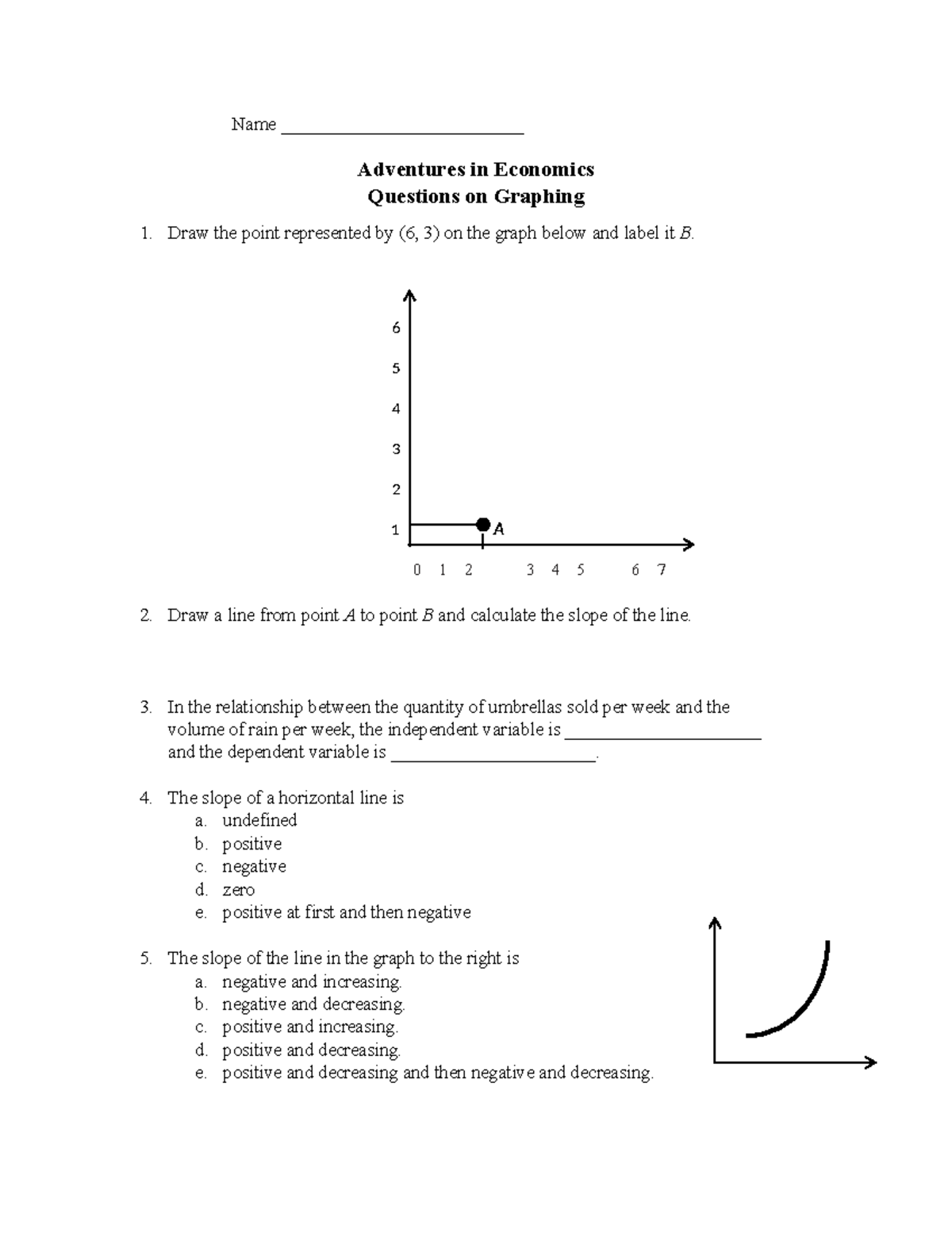 Graph worksheet - jjjjkj - Name __________________________ Adventures ...