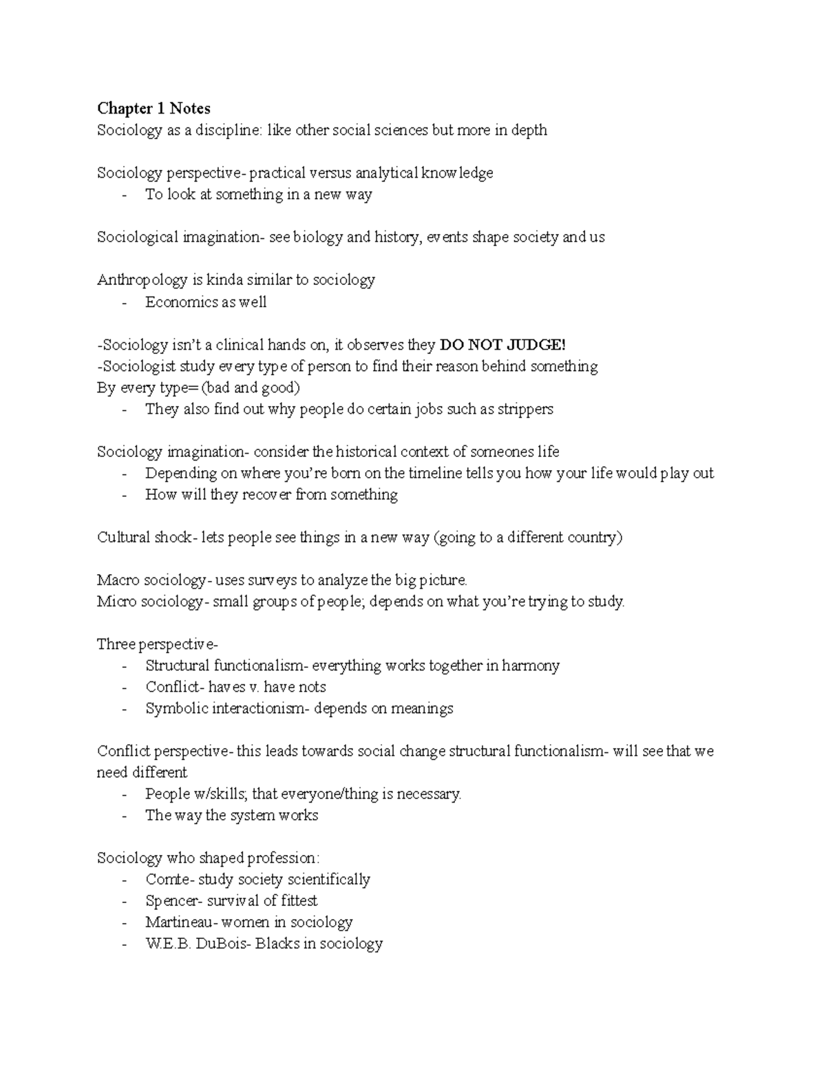 Intro to Sociology-Chapter 1 Notes - Chapter 1 Notes Sociology as a ...