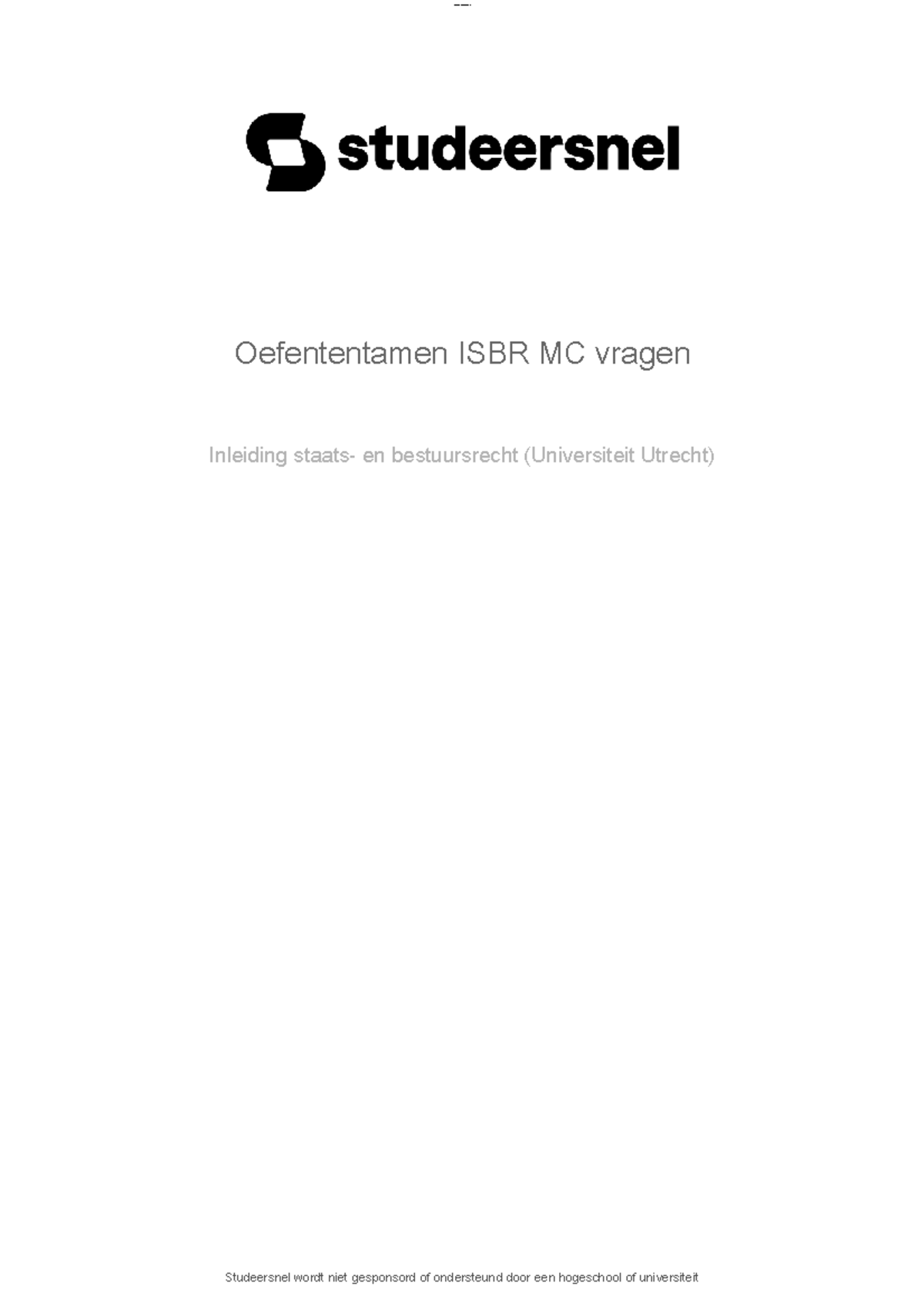 Oefententamen Isbr Mc Vragen - Oefententamen ISBR MC Vragen Inleiding ...