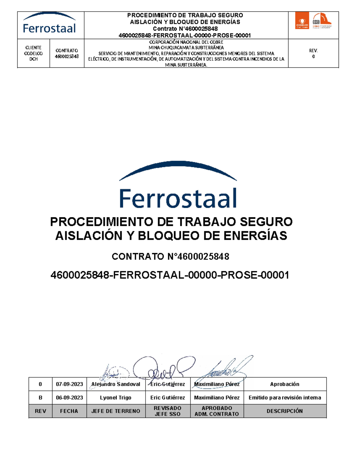 4600025848- Ferrostaal-00000- Prose-00001 0 PTS Aislación Y Bloqueo DE ...