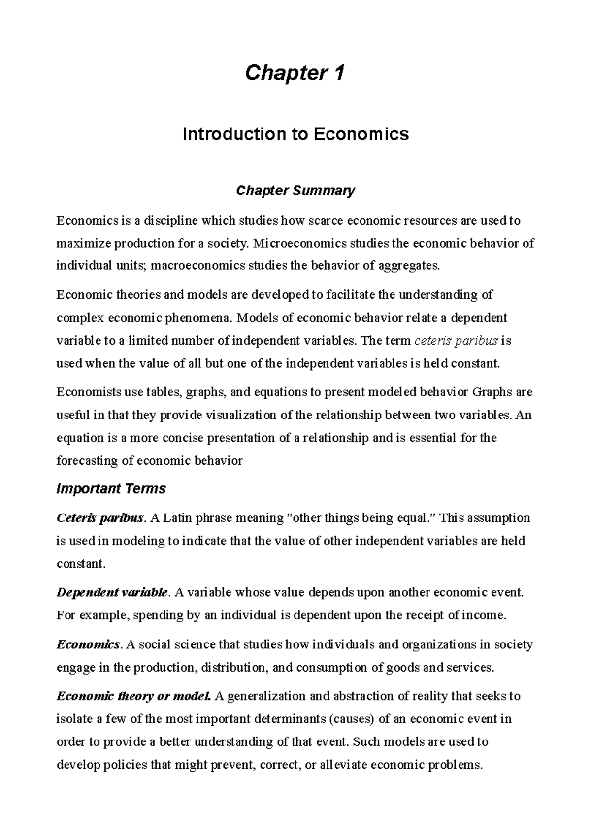 Principles Of Economic 01En - Chapter 1 Introduction to Economics ...