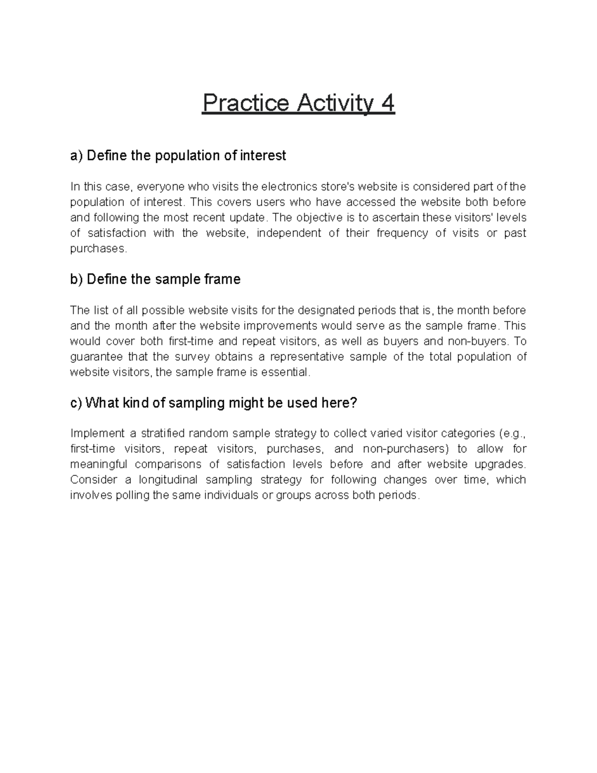 Practice Activity 4 - This covers users who have accessed the website ...