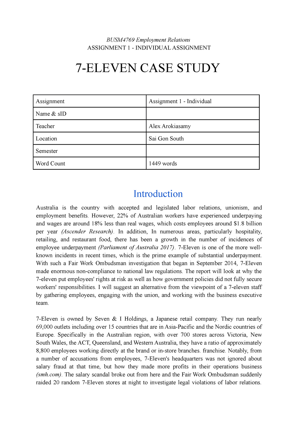 7 eleven case study analysis