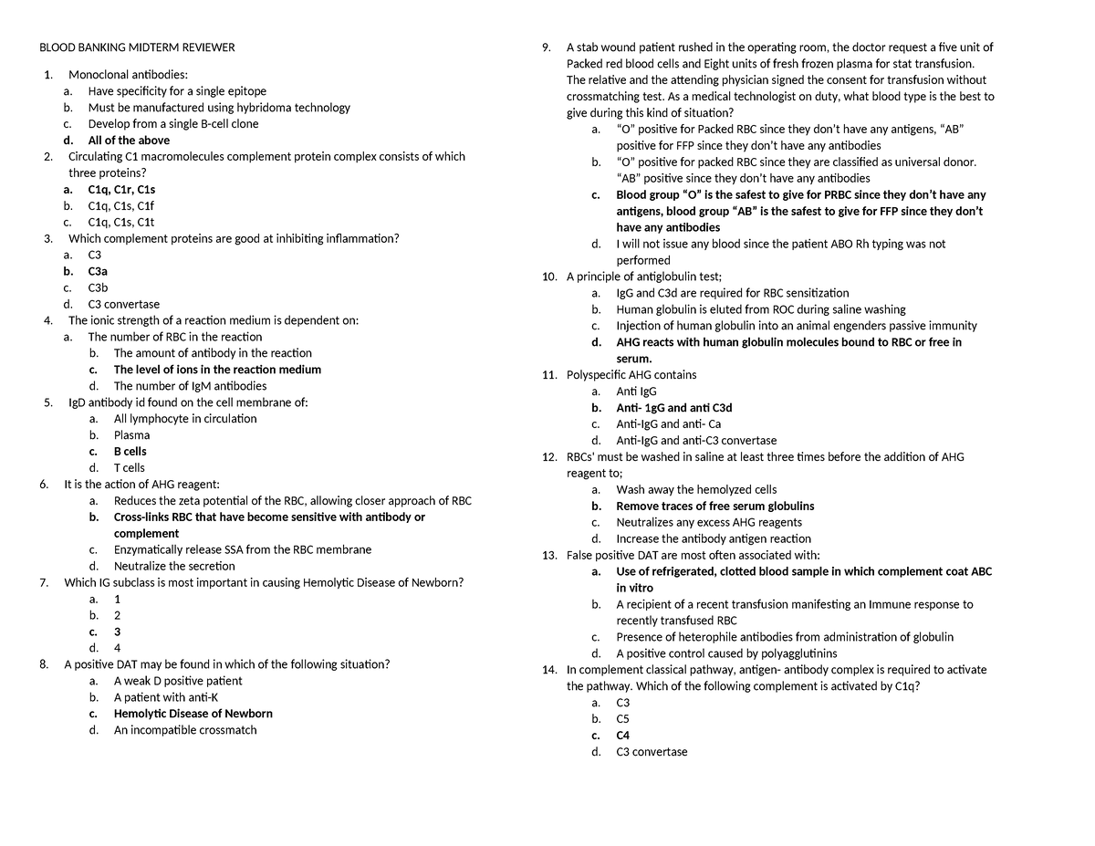 Blood- Banking- Reviewer 3 - Blood Banking Midterm Reviewer Monoclonal 