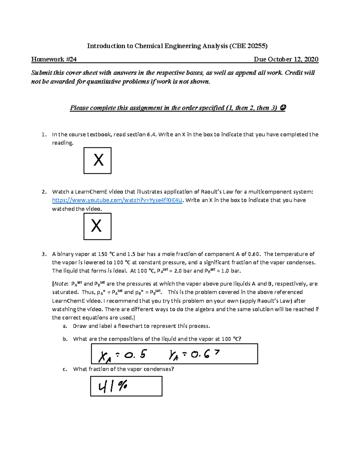 20255 Fall 2020 HW 24 due 10-12-20 - Introduction to Chemical