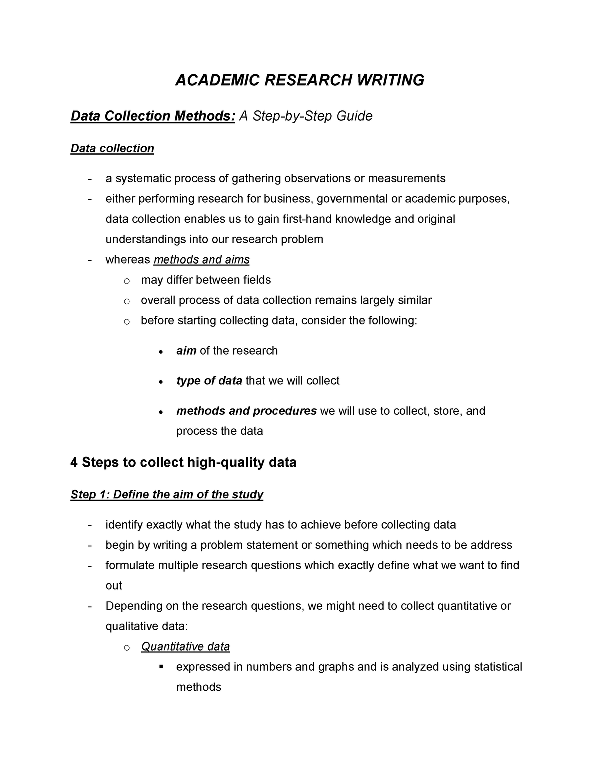 Data Collection Methods A Step-by-Step Guide - ACADEMIC RESEARCH ...