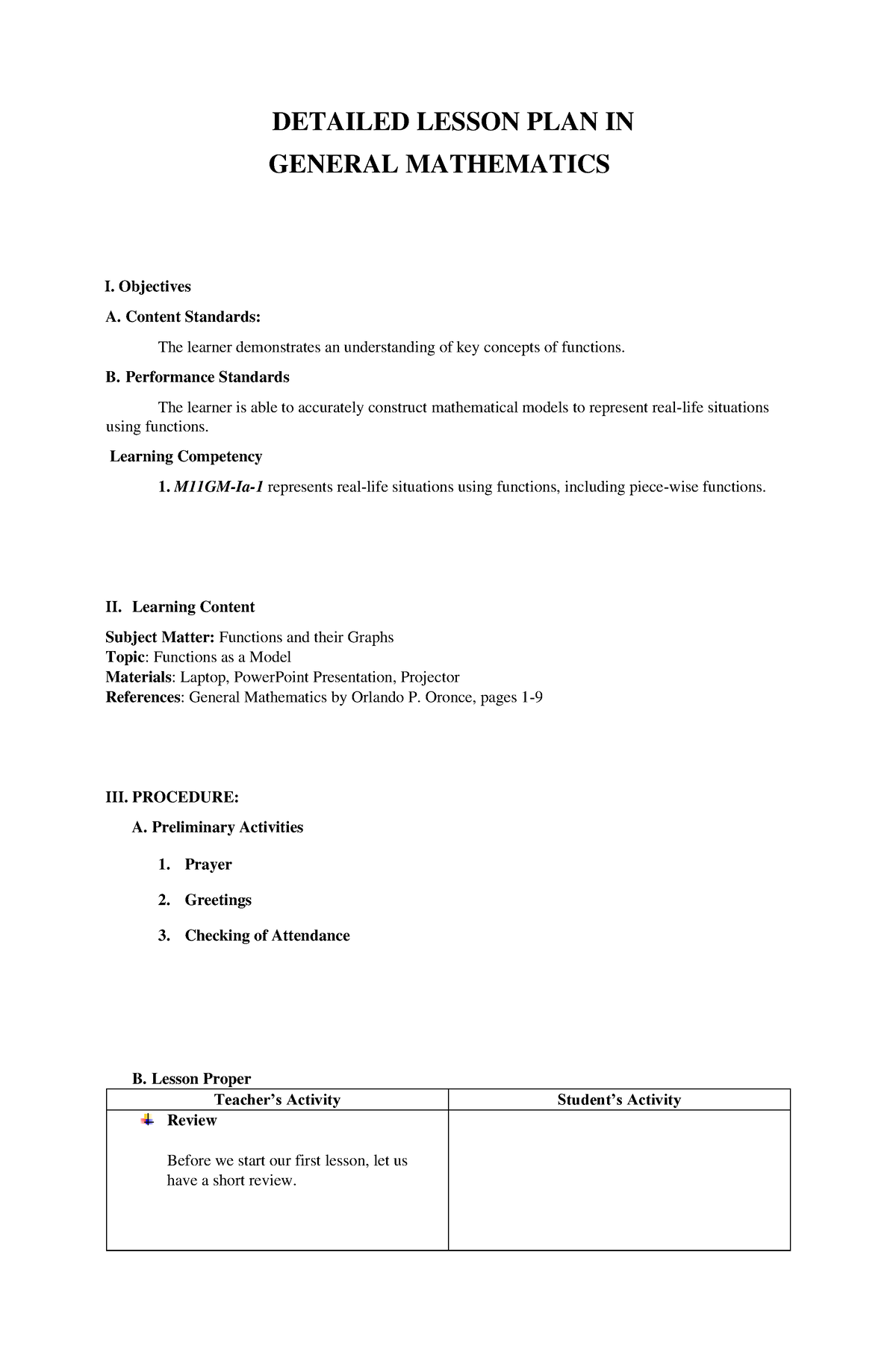 A Detailed Lesson Plan In General Mathematics - DETAILED LESSON PLAN IN ...