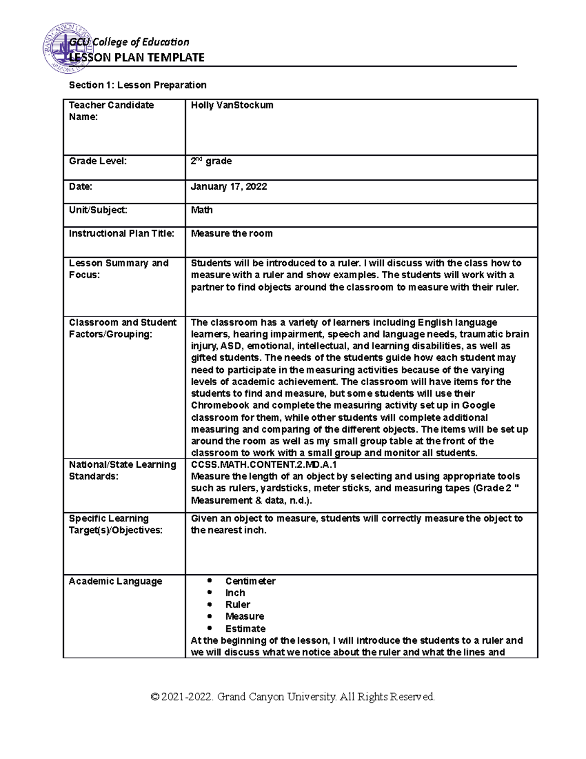 COE-LE~1 - SPD-470 - LESSON PLAN TEMPLATE Section 1: Lesson Preparation ...