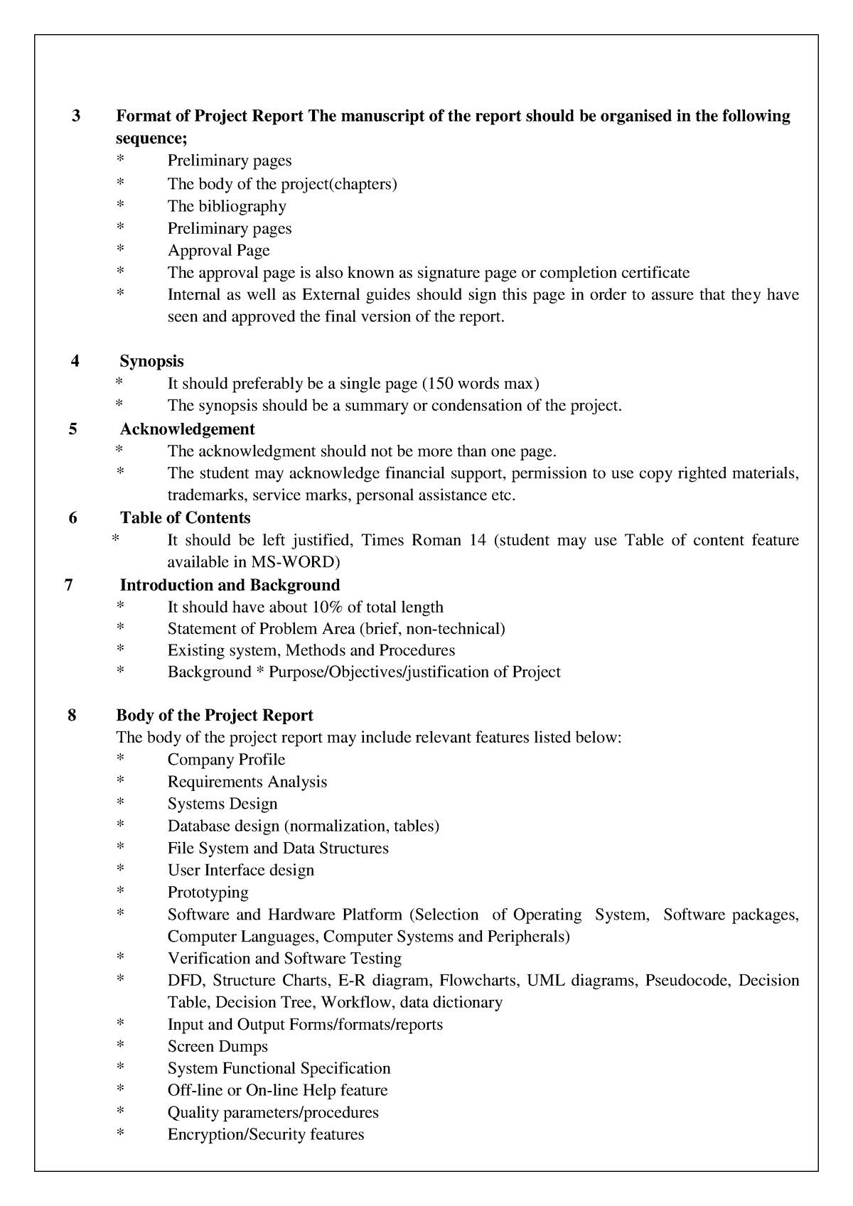 Project Report Format 3 Format Of Project Report The Manuscript Of 