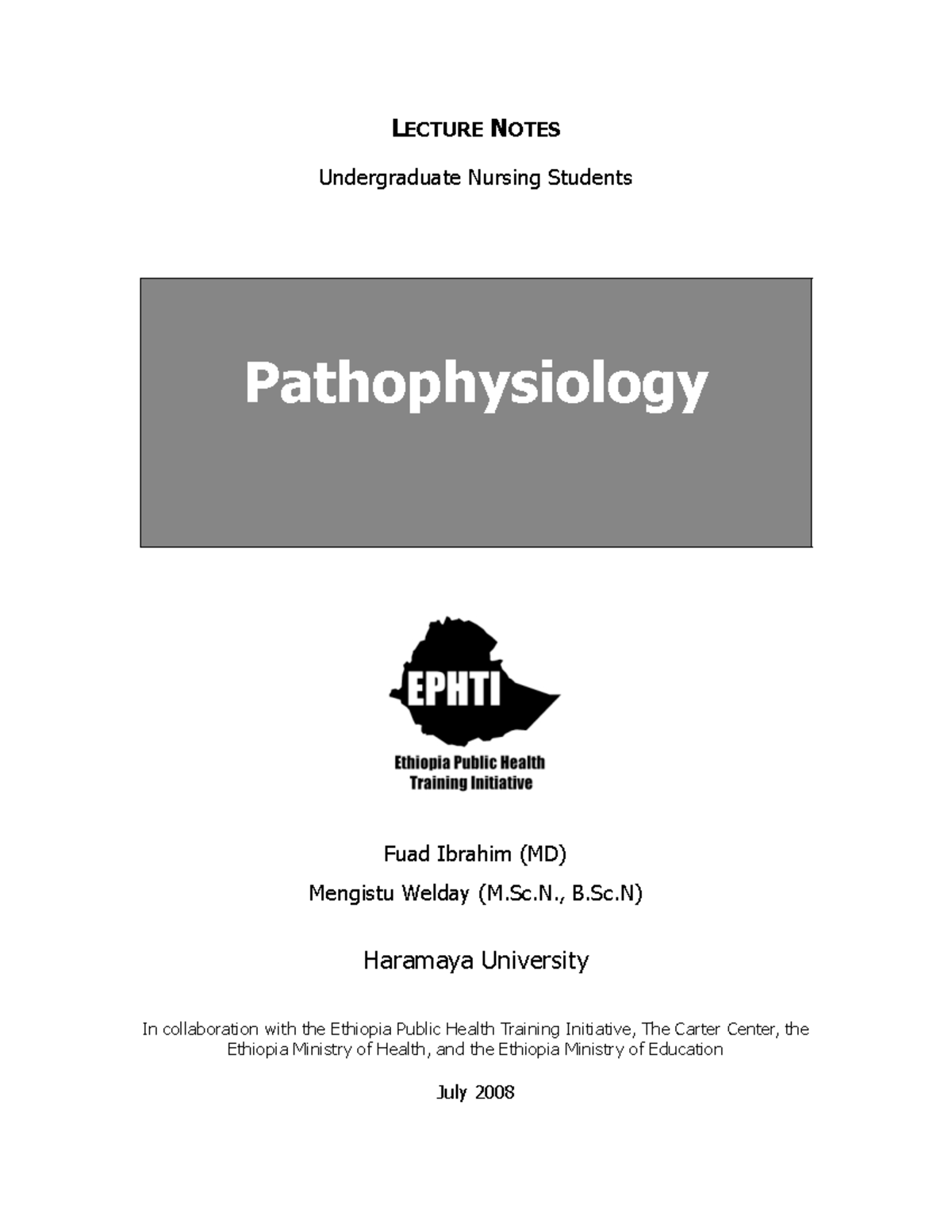 Ln pathophysiology - Simple - L ECTURE NOTES Undergraduate Nursing ...