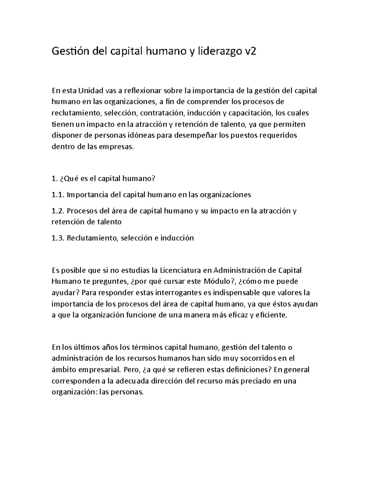 Gestión del capital humano y liderazgo v2 - ¿Qué es el capital humano ...