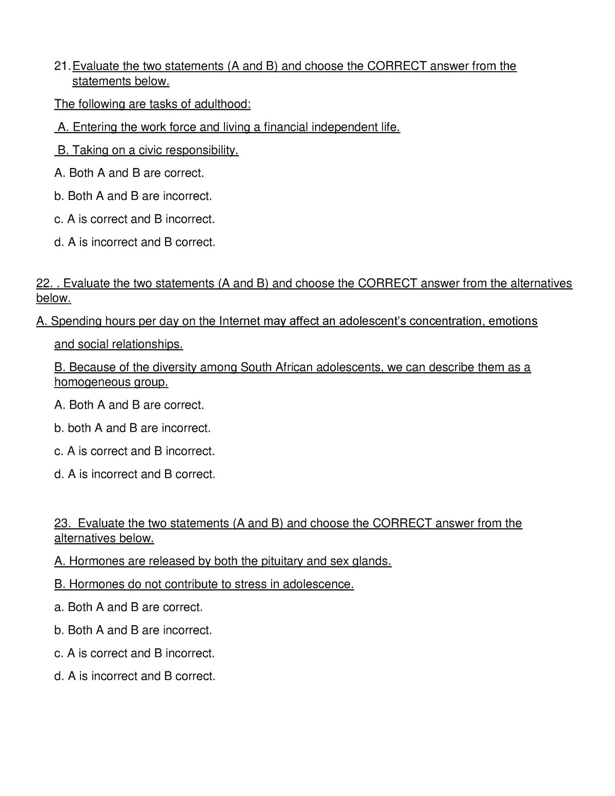 Ped3701 True Or False Questions Evaluate The Two Statements A And B   Thumb 1200 1553 