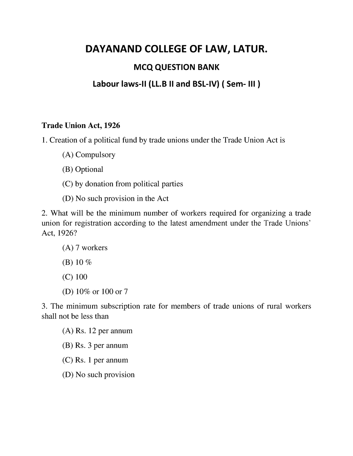 labour-laws-ii-dayanand-college-of-law-latur-mcq-question-bank