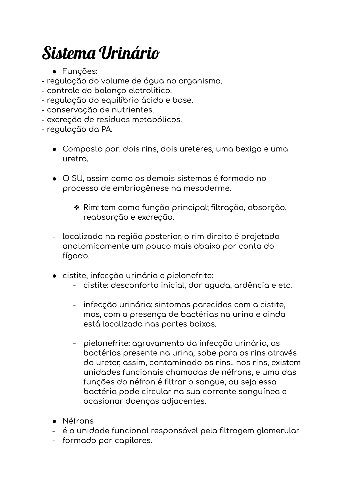 Sistema urinário - Resumo rápido sobre o assunto - Sistem Urinári ...