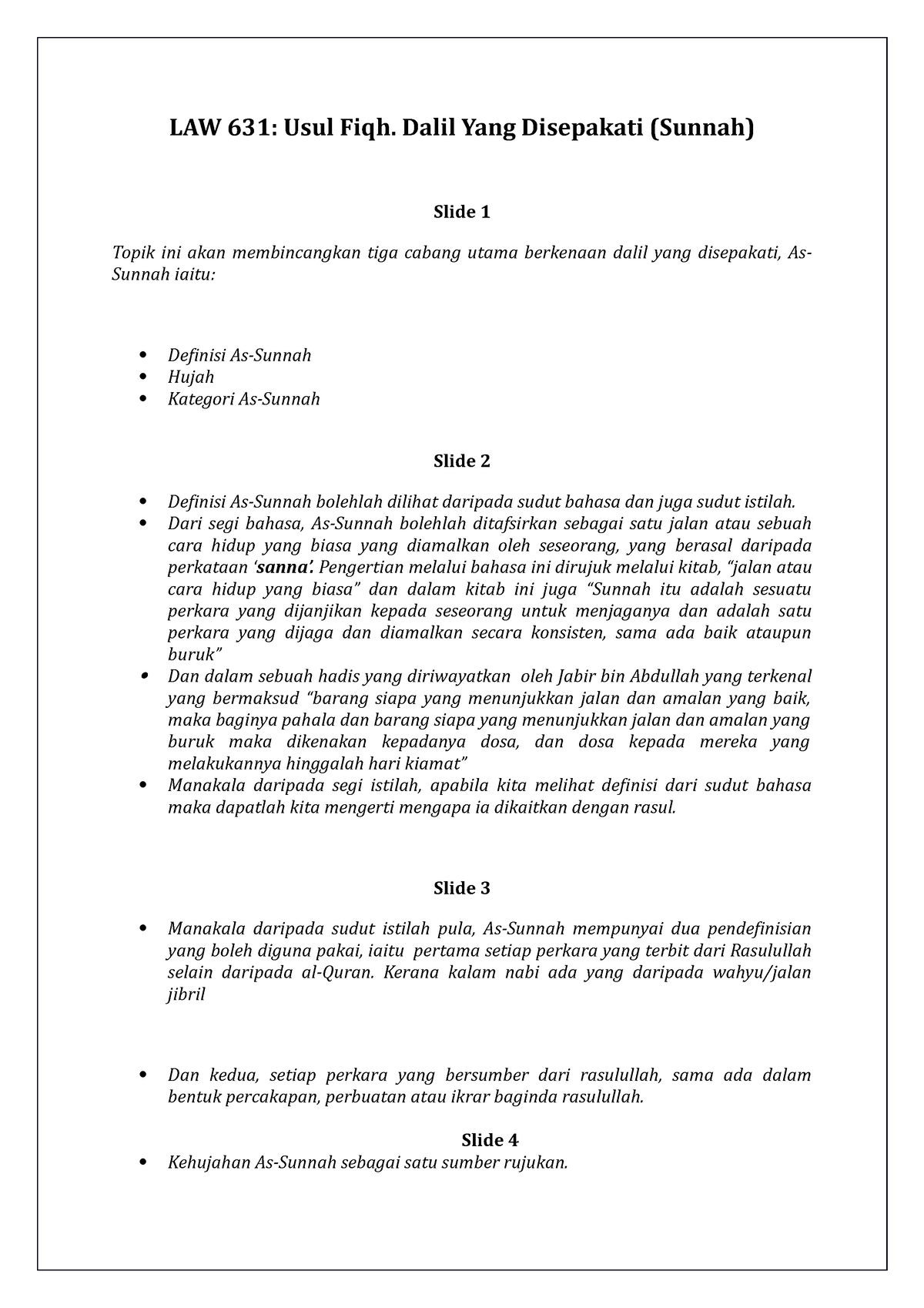 Law 631 As Sunnah Dalil Dalil Yang Disepakati Law 631 Usul Fiqh