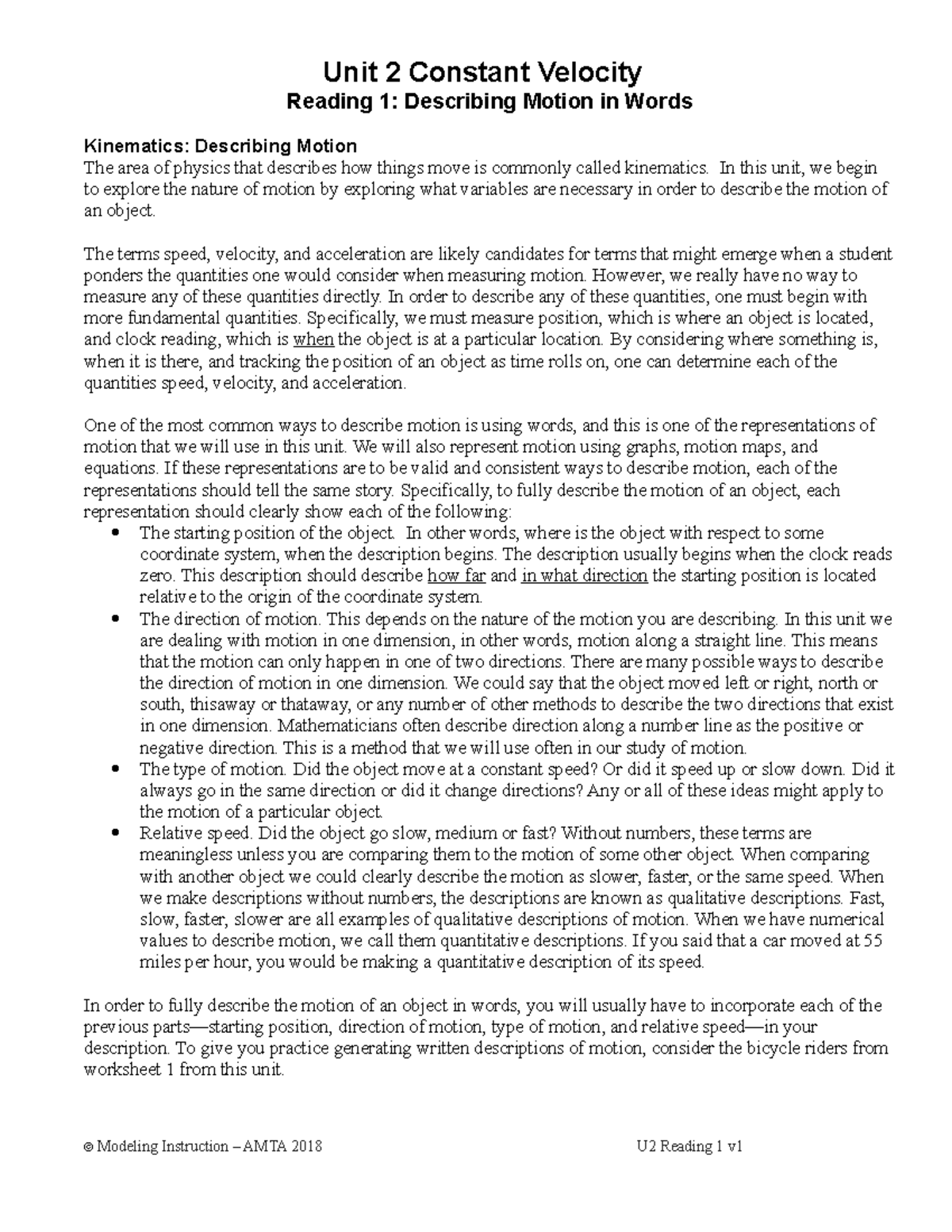 02 U2+Rdg+1describe+motion Unit 2 Constant Velocity Reading 1