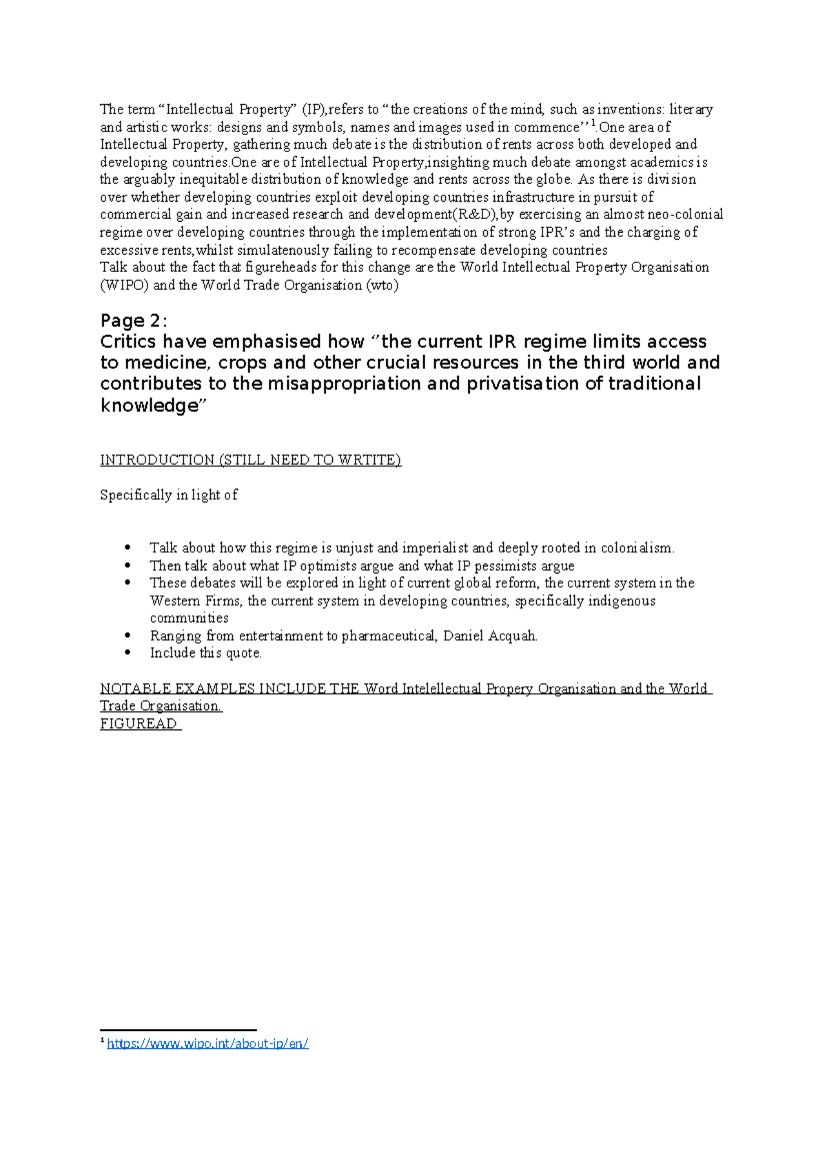 The term - coursework - The term “Intellectual Property” (IP),refers to ...