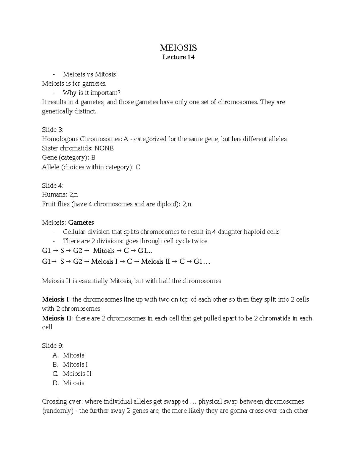 BIO 113 - UNIT 3 - These are the notes given by Dr. Kaliath. I wrote ...