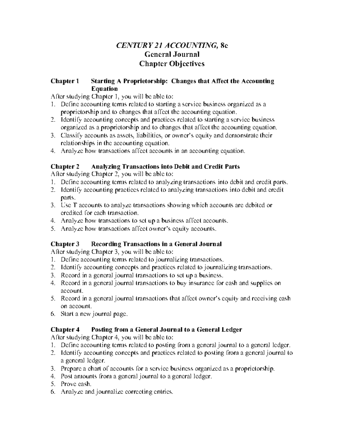 Century 21 Accounting, 8e General Journal Chapter Objectives - CENTURY ...