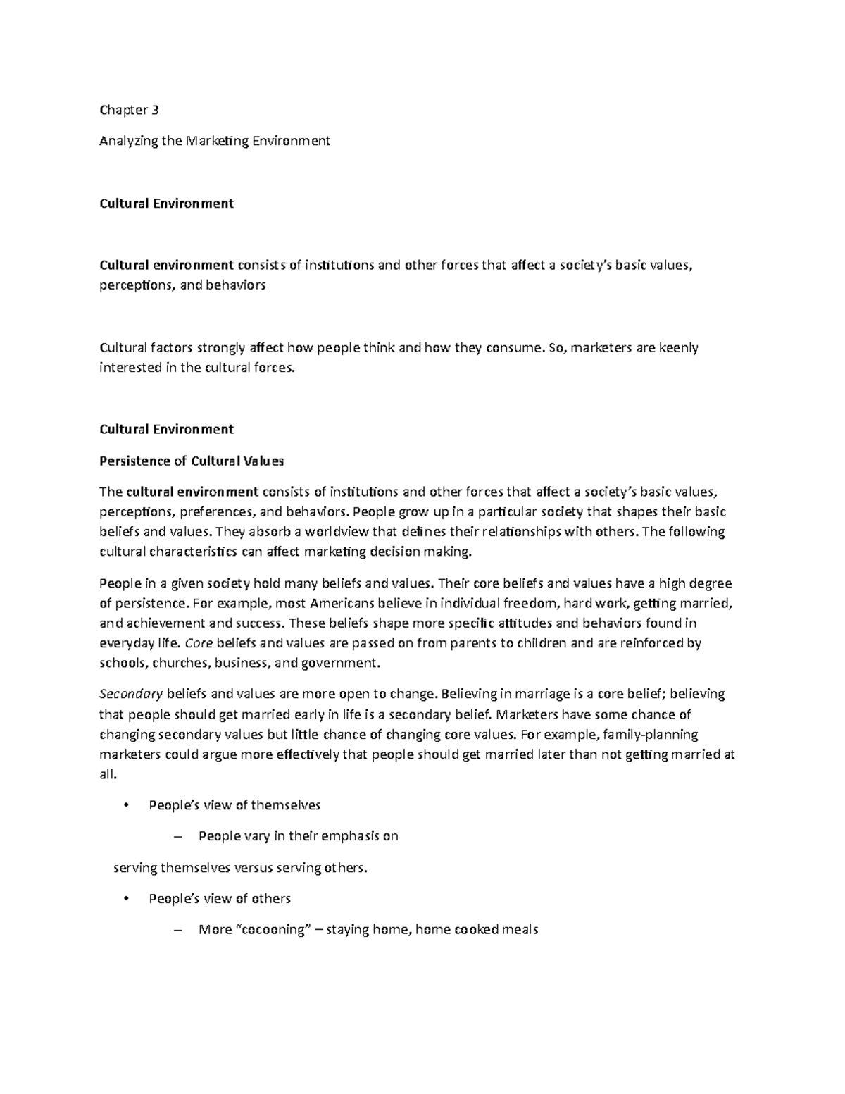 Chapter 3l - Lecture notes 3 - Chapter 3 Analyzing the Marketing ...