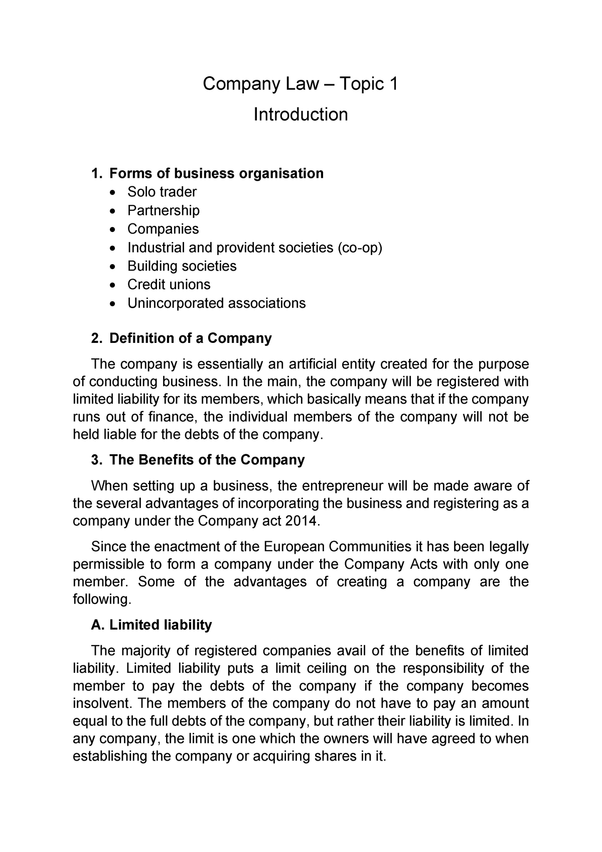 essay topics for company law