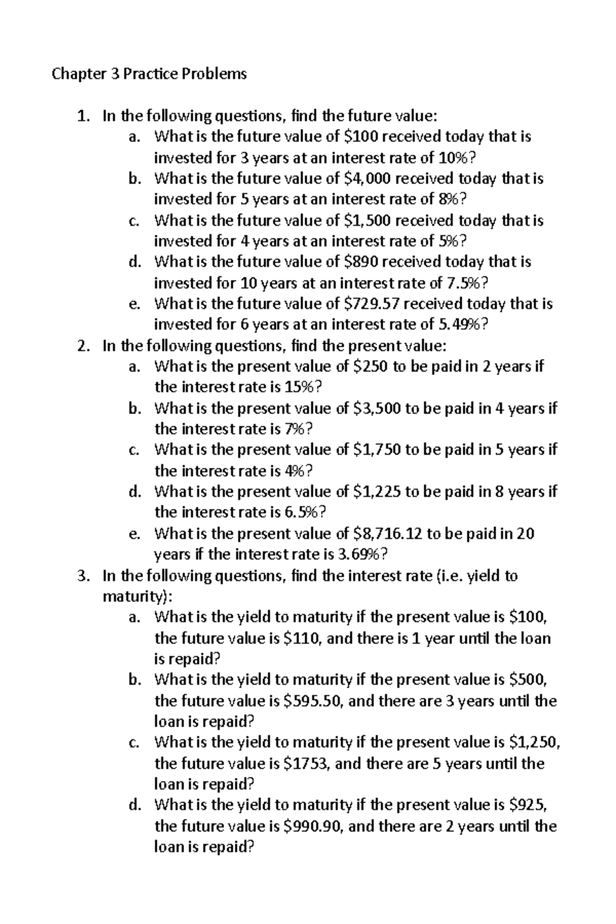 Chapter 3 Practice - Questions - Chapter 3 Practice Problems In The ...