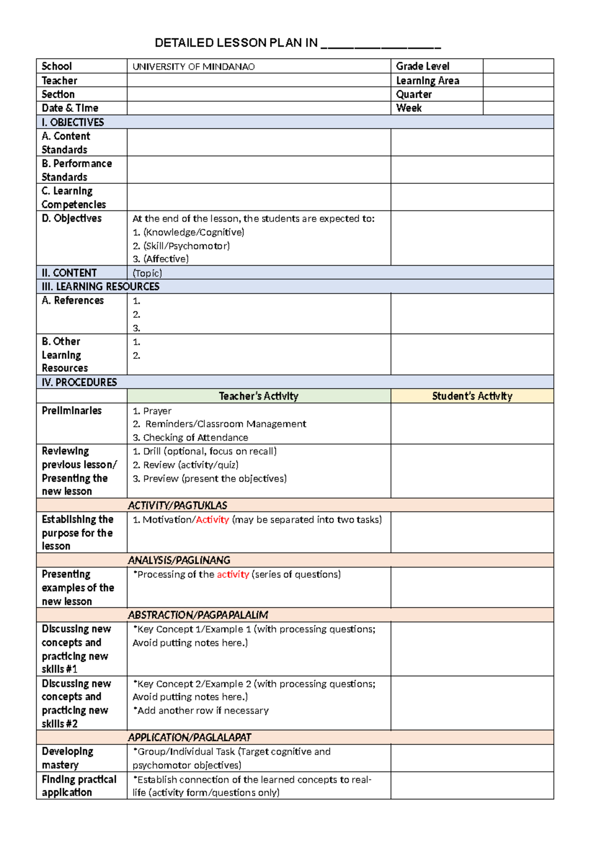 Detailed- Lesson-PLAN- Template-1 - DETAILED LESSON PLAN IN ...