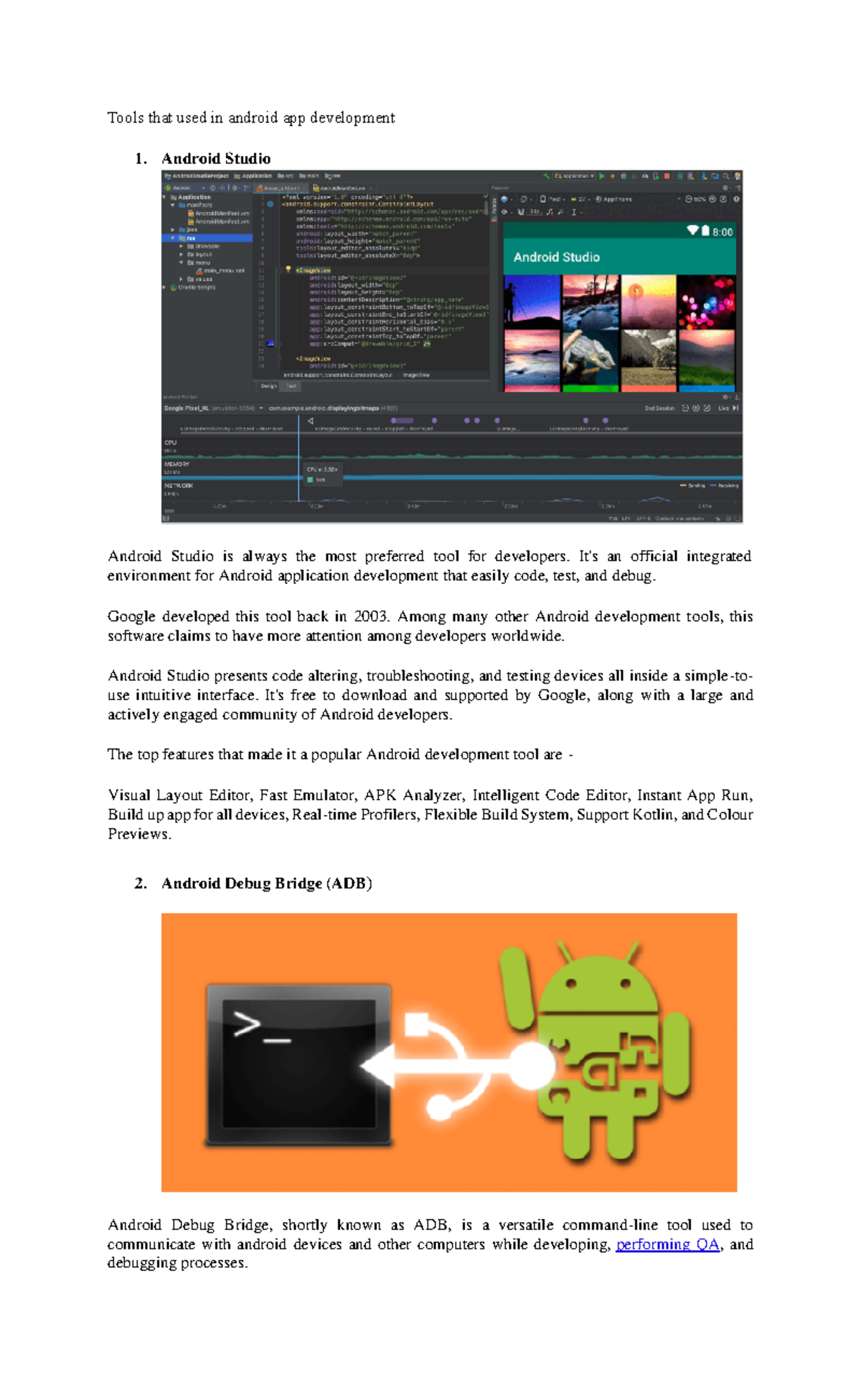 Tools that used in android app development - Android Studio Android ...