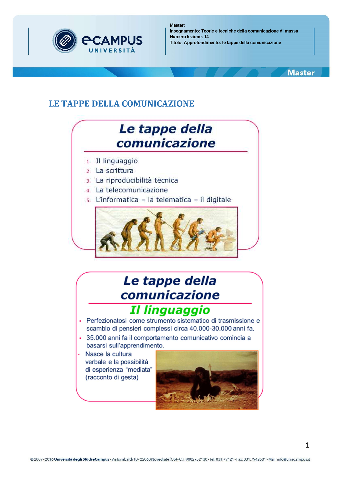 Tappe Comunicazione - Insegnamento: Teorie E Tecniche Della ...