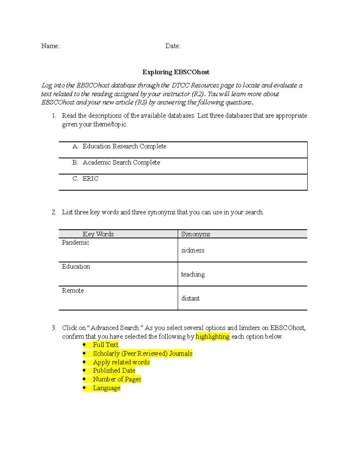 Exploring Ebscohost - Ways to set up and find the correct articles for ...