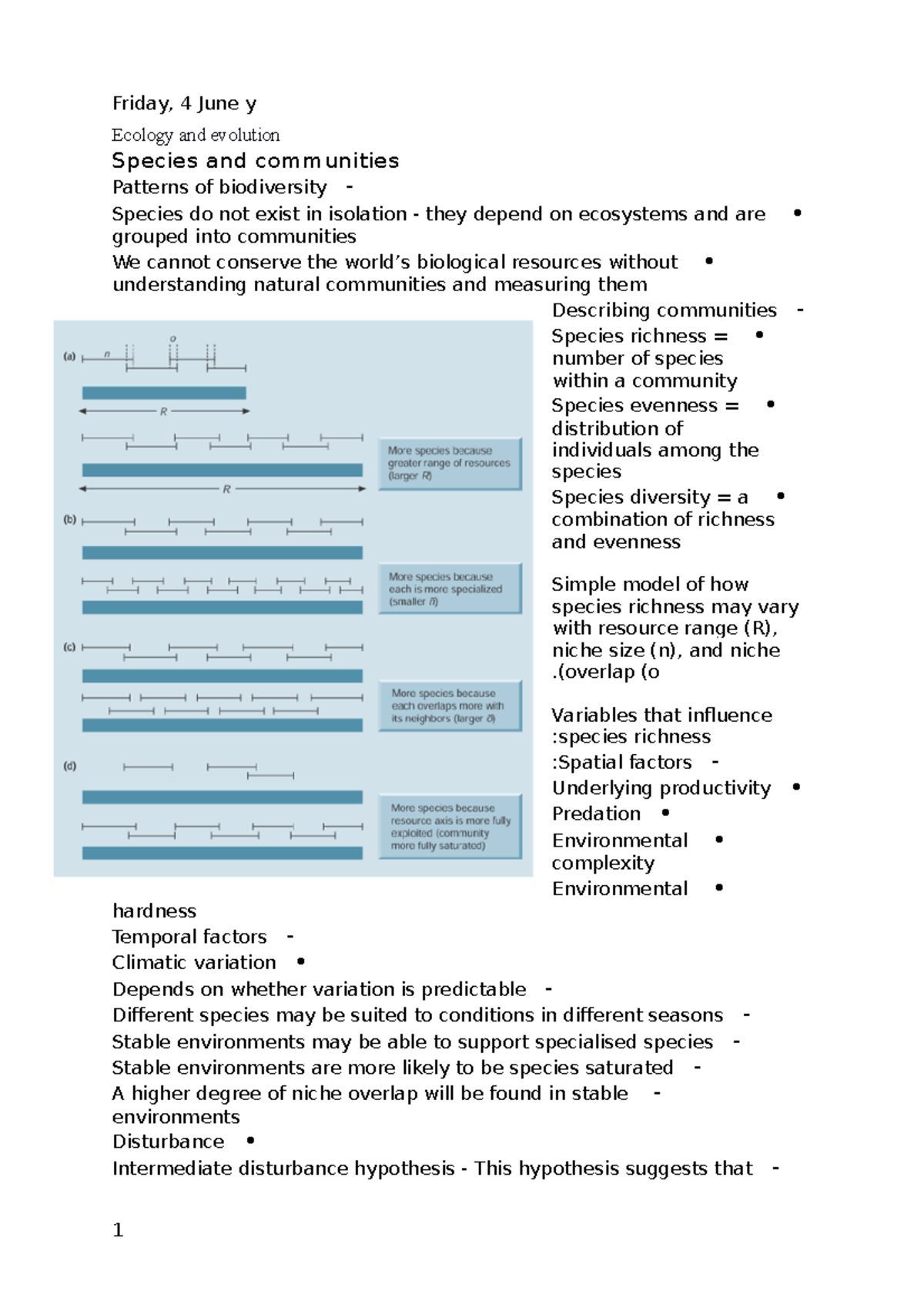 Communities 2 - Lecture notes 3 - Friday, 4 June y Ecology and ...