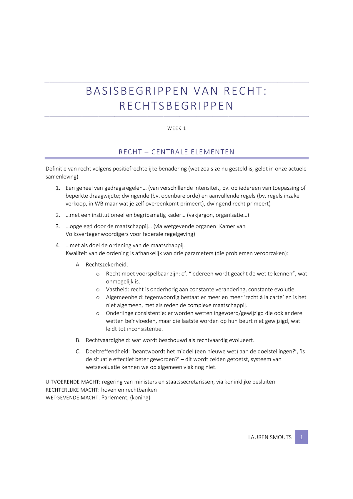 SV 1 - Basisbegrippen Van Het Recht - Deel 1 - BASISBEGRIPPEN VAN RECHT ...