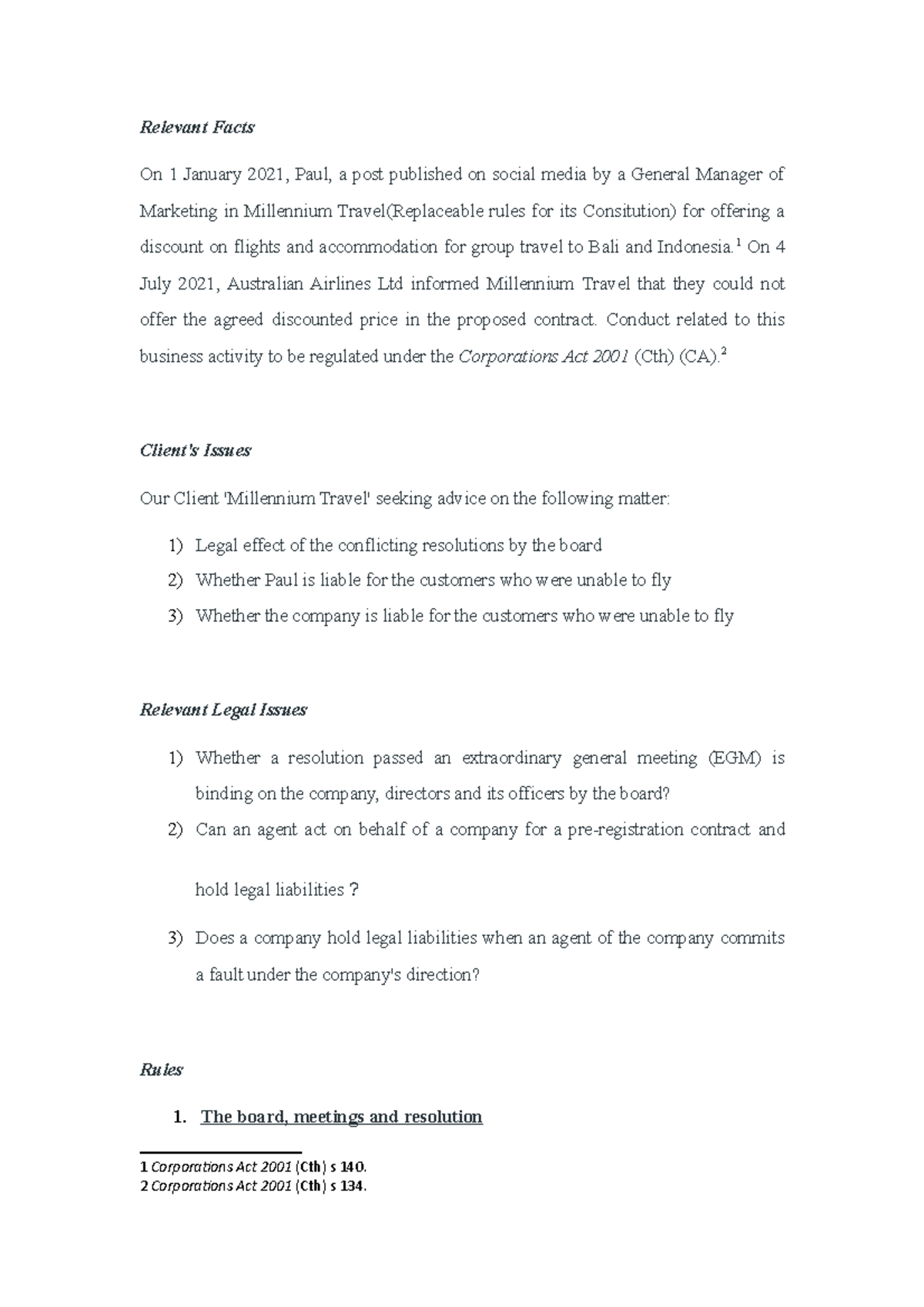 Company law - for your reference only, this is an assignment - Relevant ...