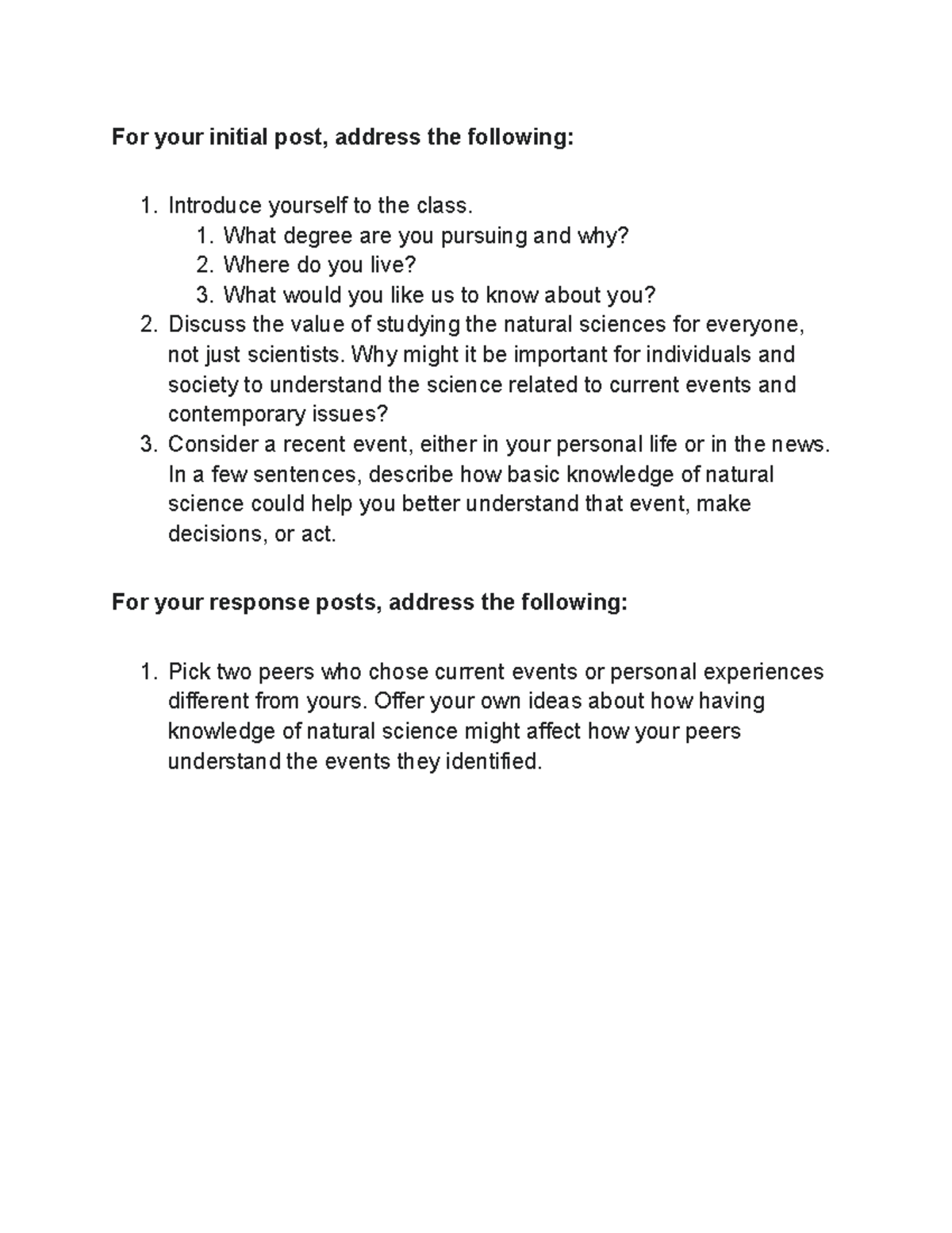 {SCI100} 11 Discussion The Value of Understanding the Natural