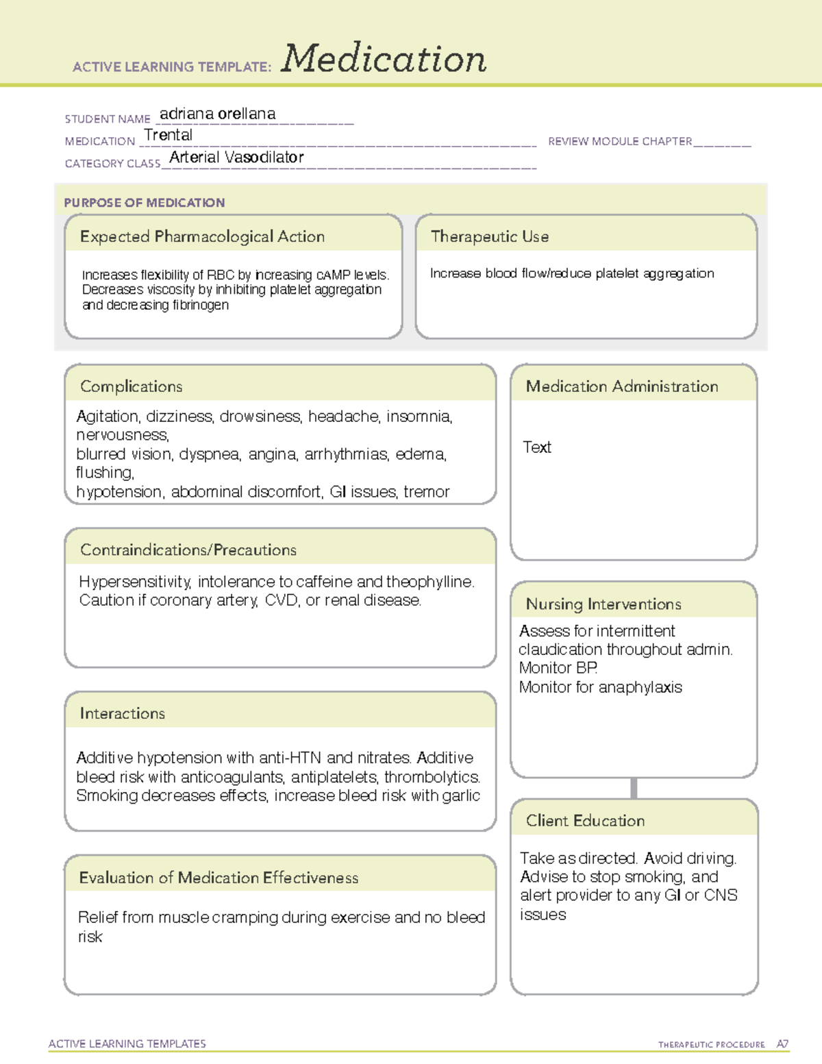 Trental - medication ati - ACTIVE LEARNING TEMPLATES THERAPEUTIC ...