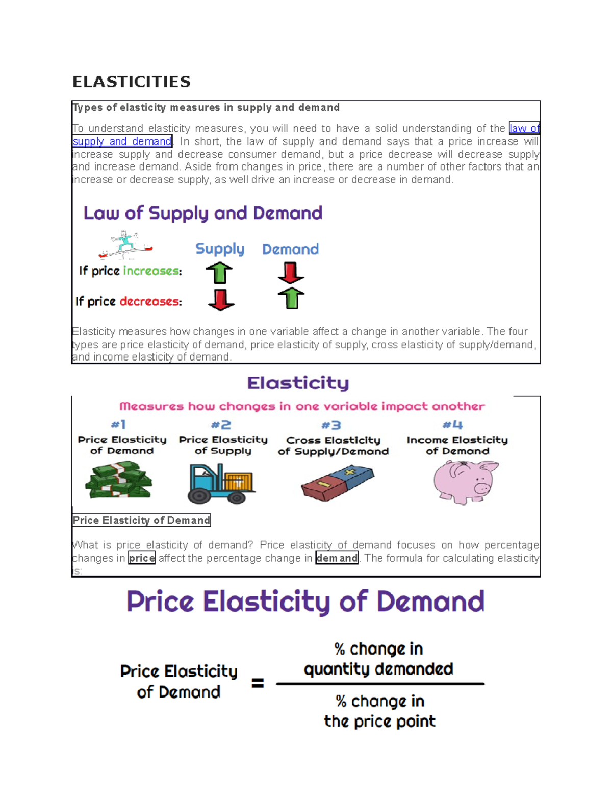 Elasticities - Cross elasticity - ELASTICITIES Types of elasticity ...