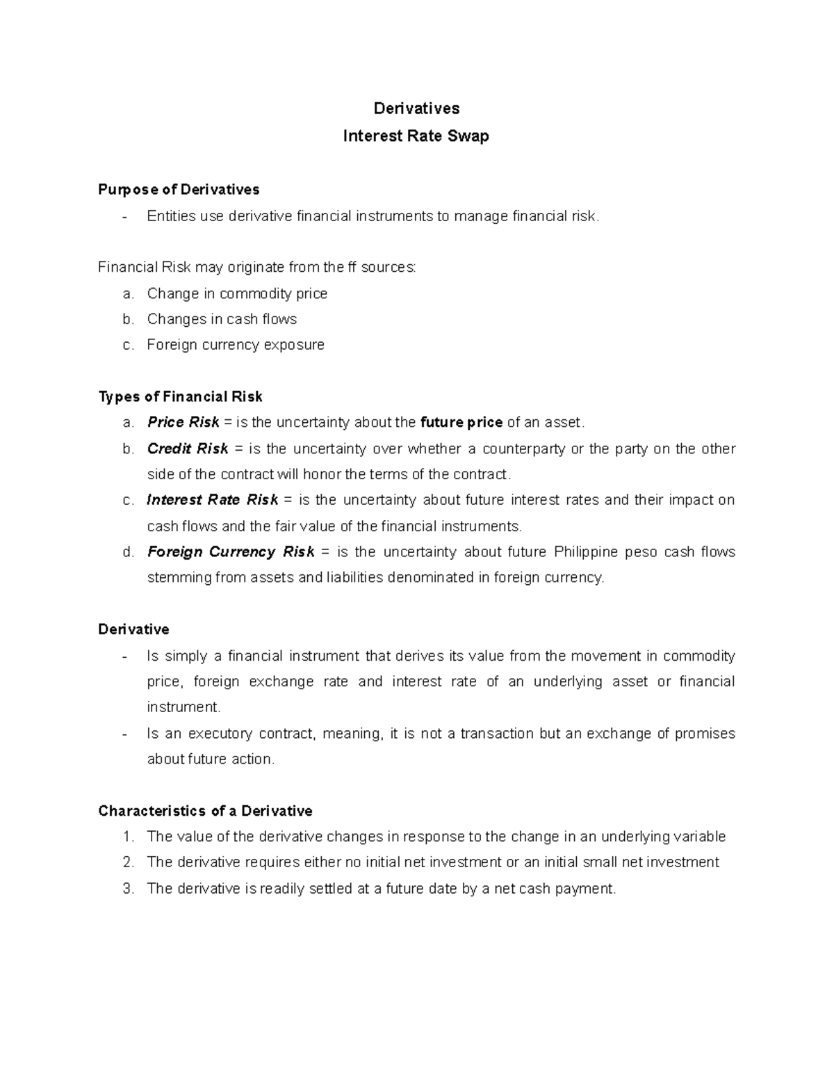 Derivatives - Interest Rate Swap - Derivatives Interest Rate Swap ...