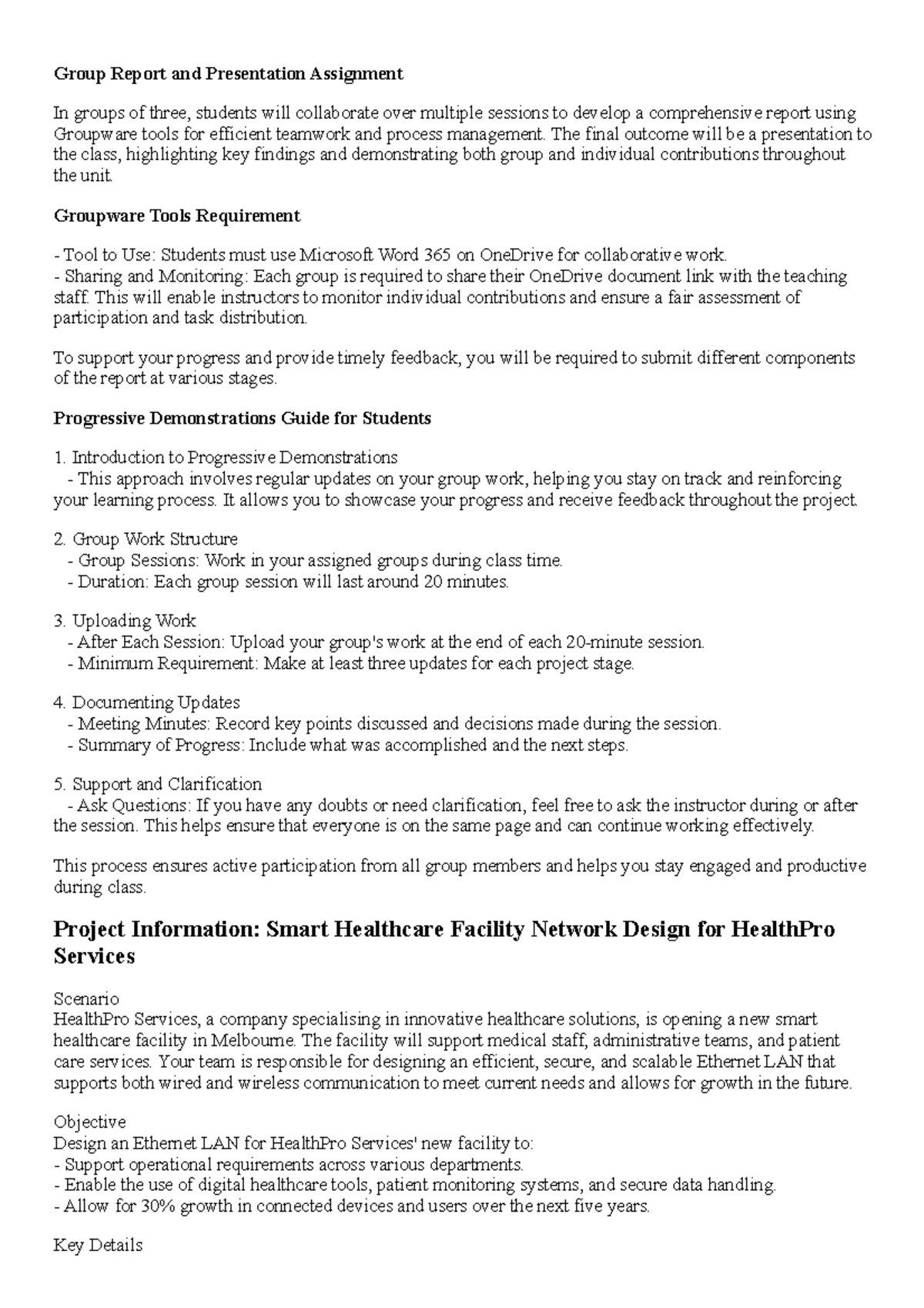 Project information - (NIT1104) Computer Networks - SY - Group Report ...